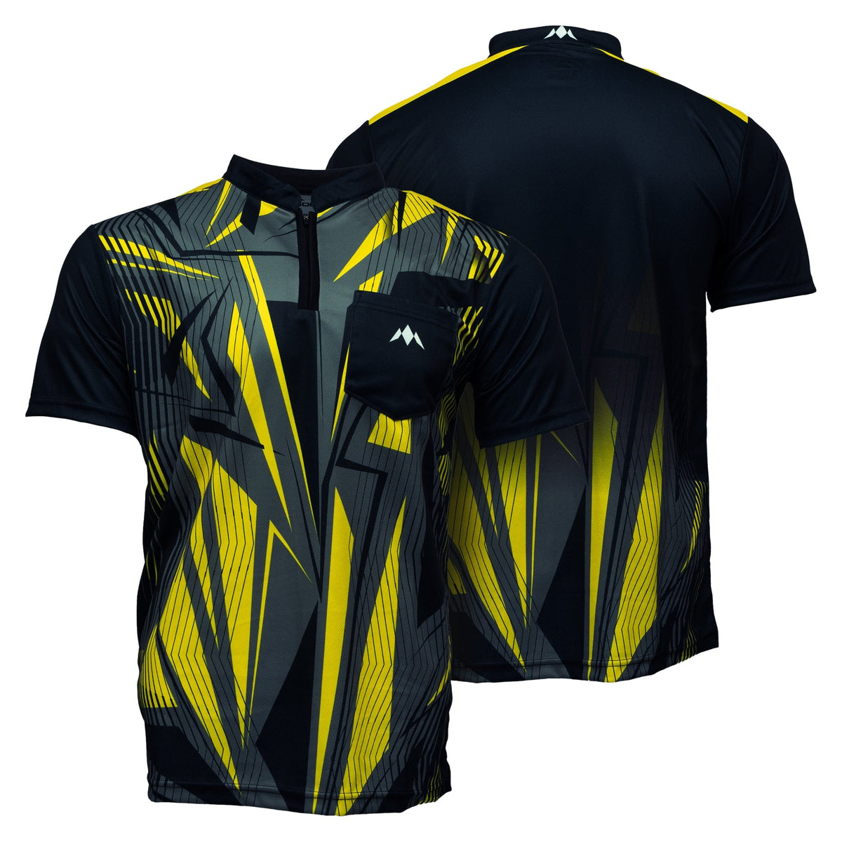 Mission Darts Flint Dart Shirt - Collarless - Lightweight - Black & Yellow