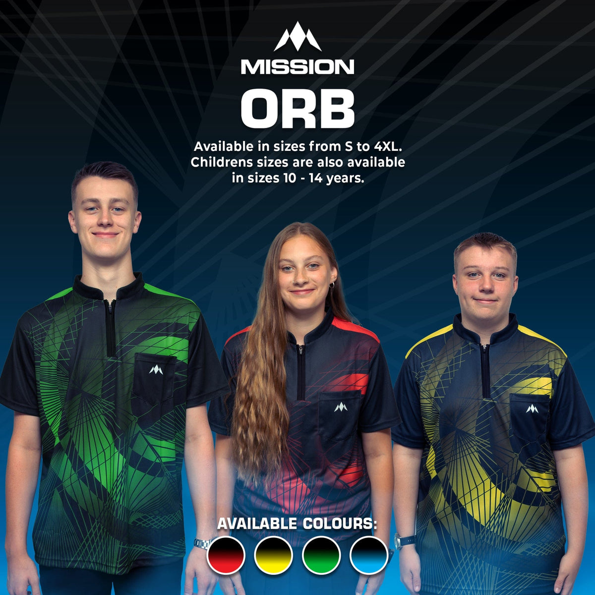 Mission Darts Orb Dart Shirt - Collarless - Lightweight - Black & Blue - Youth