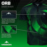 Mission Darts Orb Dart Shirt - Collarless - Lightweight - Black & Green