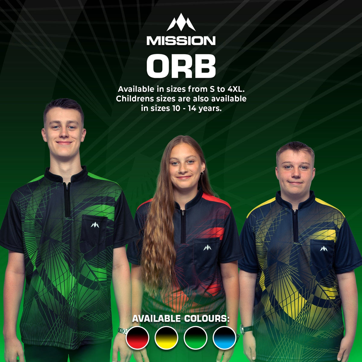 Mission Darts Orb Dart Shirt - Collarless - Lightweight - Black & Green