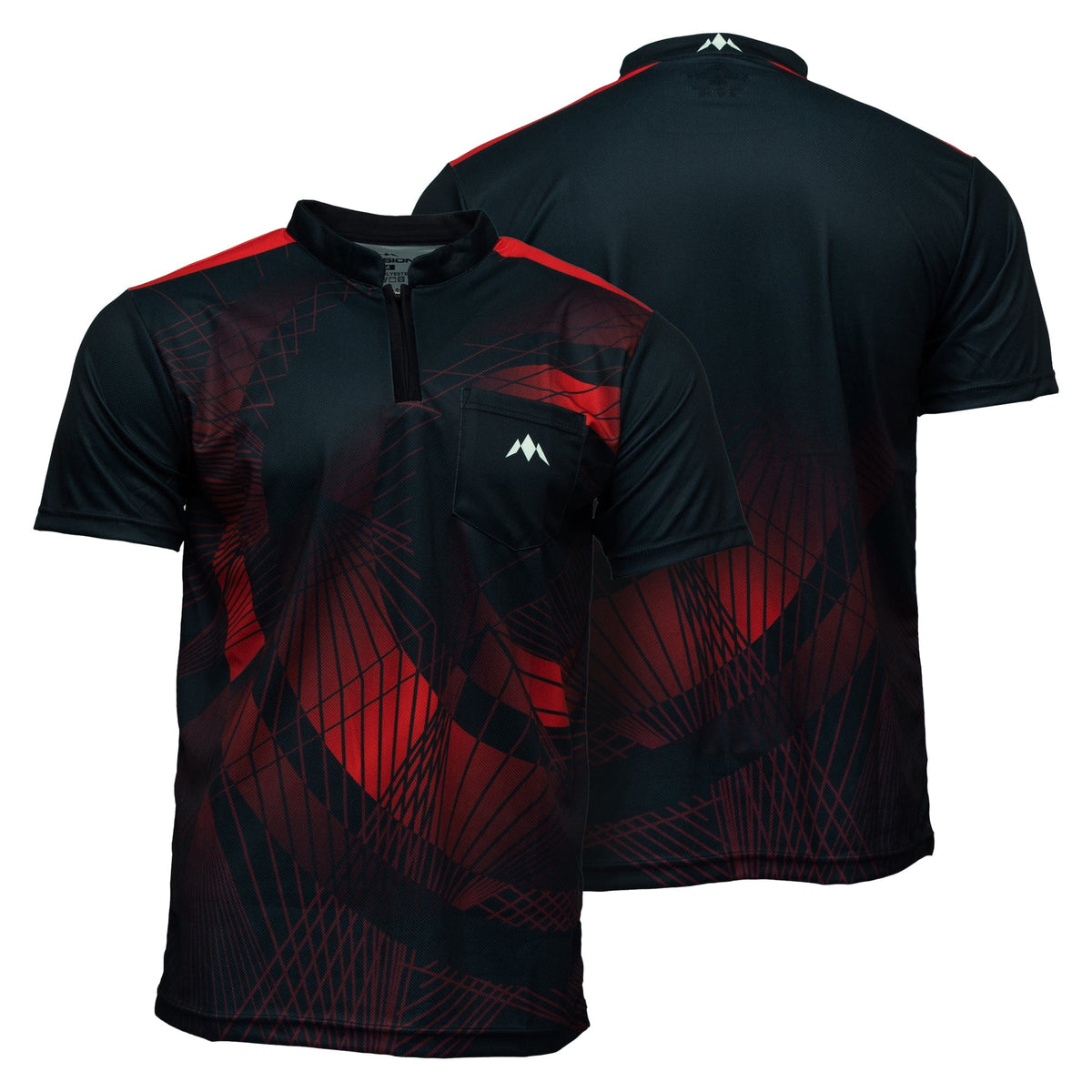 Mission Darts Orb Dart Shirt - Collarless - Lightweight - Black & Red - Youth