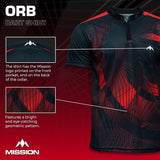 Mission Darts Orb Dart Shirt - Collarless - Lightweight - Black & Red - Youth