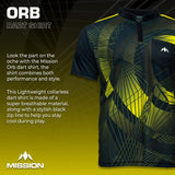 Mission Darts Orb Dart Shirt - Collarless - Lightweight - Black & Yellow - Youth
