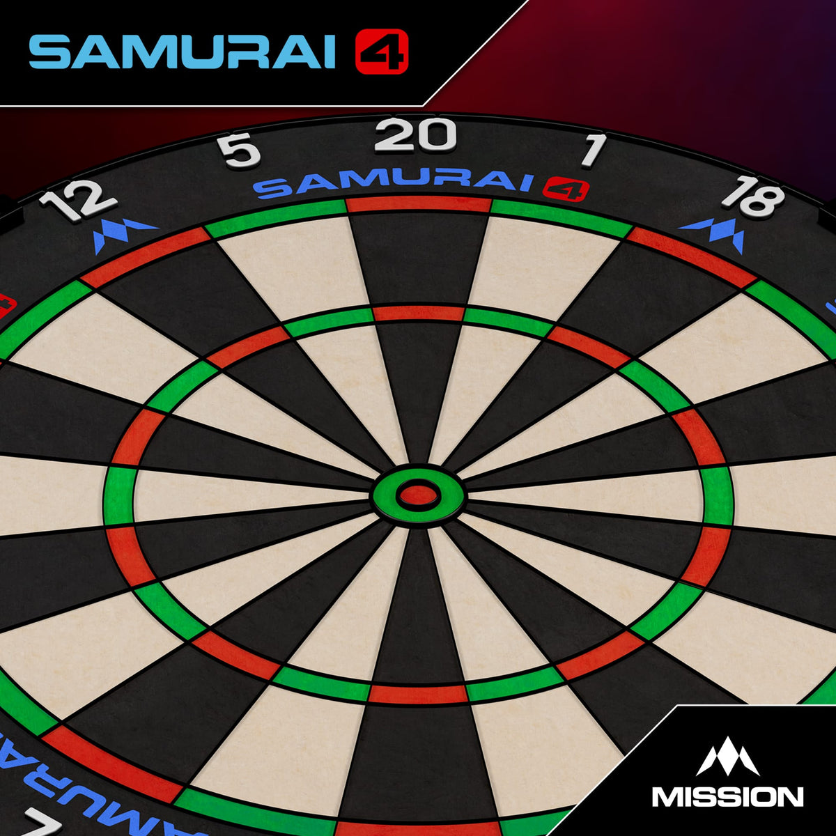 Mission Samurai 4 Dartboard - Professional - Knife Wire - Black Spider