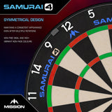Mission Samurai 4 Dartboard - Professional - Knife Wire - White Spider