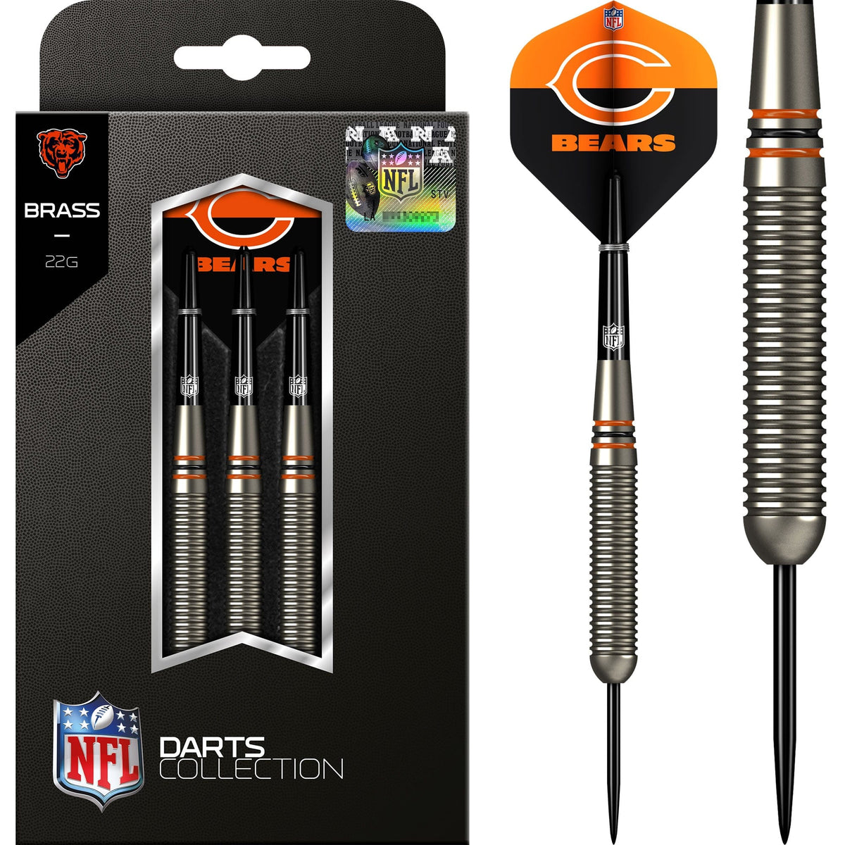 NFL - Steel Tip Brass Darts - Official Licensed - Chicago Bears - 22g