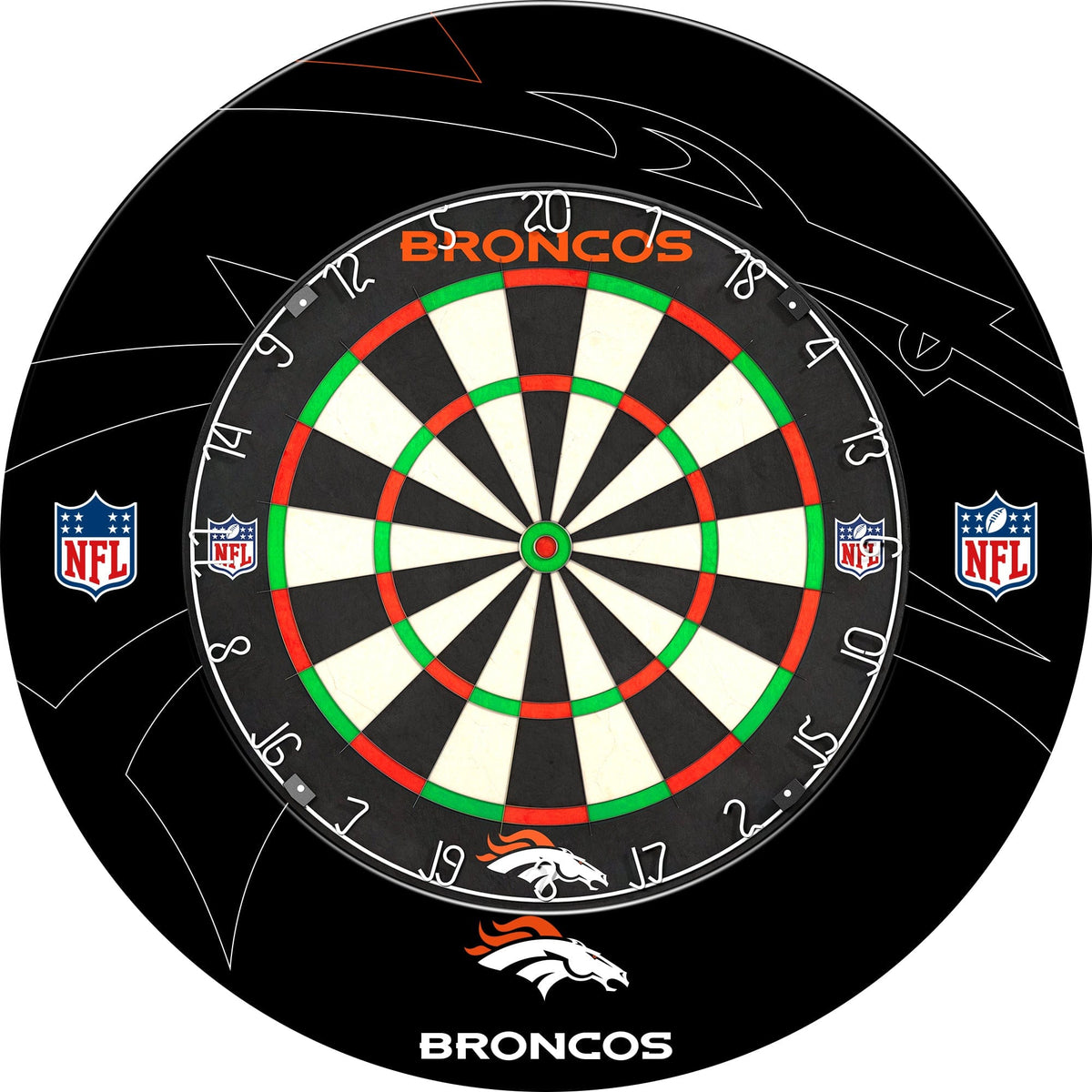 NFL - Printed Dartboard & Printed Surround - Official Licensed - Denver Broncos