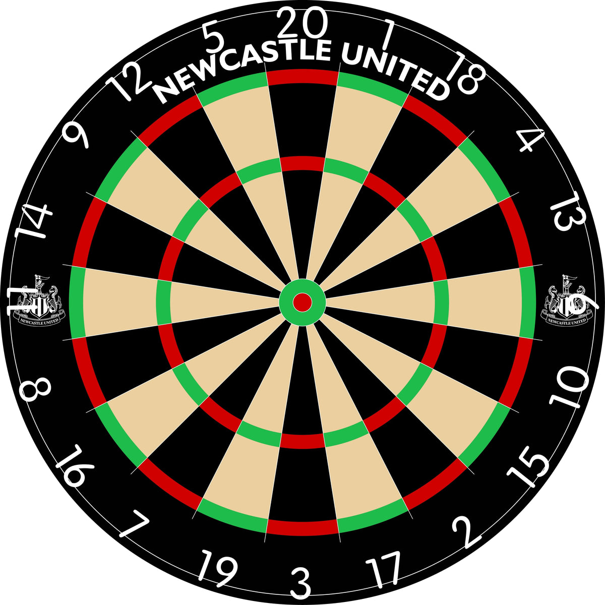Newcastle United FC - Official Licensed - Professional Dartboard - Crest and Wordmark