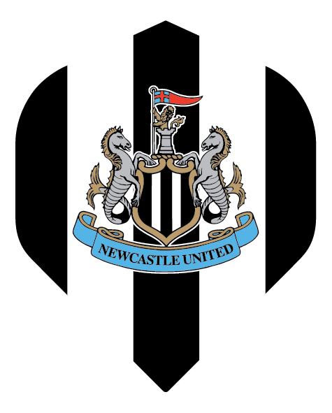 Newcastle United FC - Official Licensed - Dart Flights - No2 - Std - F2 - Black & White Stripe Crest