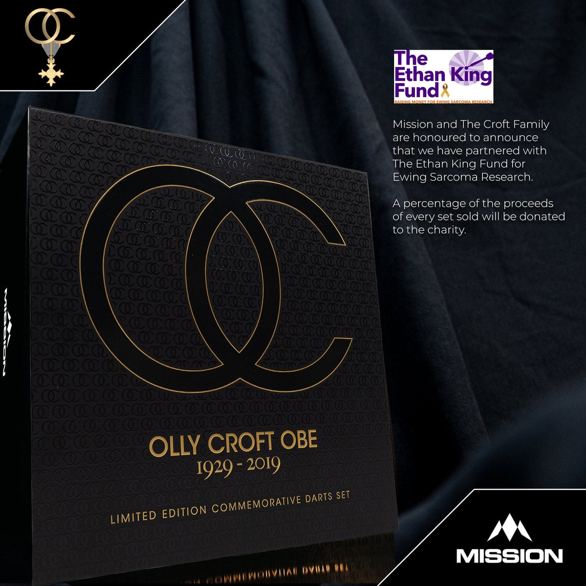 Mission Olly Croft OBE Darts - Steel Tip - 95% Tungsten - Limited Edition 24g