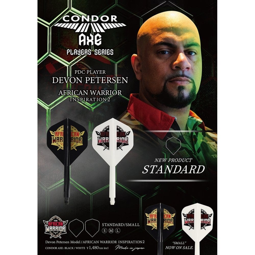*Condor AXE Dart Flights - Devon Petersen - Standard - African Warrior - Inspiration 2 - Black