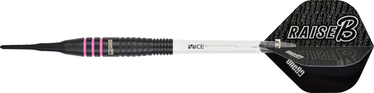 One80 Raise B Darts - Soft Tip - Black - Pink Rings 18g