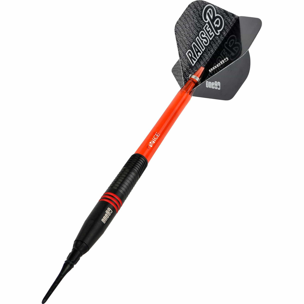 One80 Raise B Darts - Soft Tip - Black - Red Rings 17g