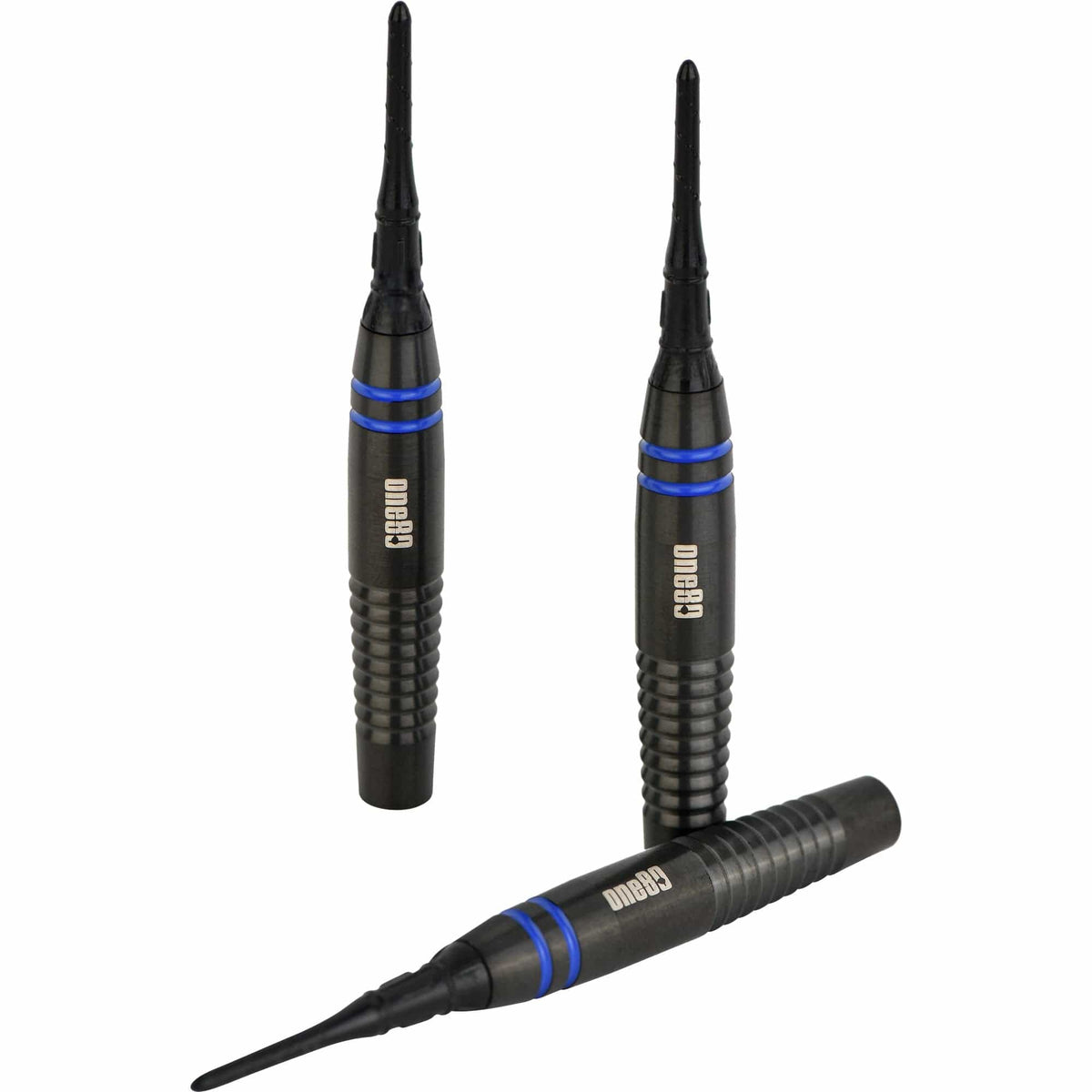 One80 Raise B Darts - Soft Tip - Black - Blue Rings 17g