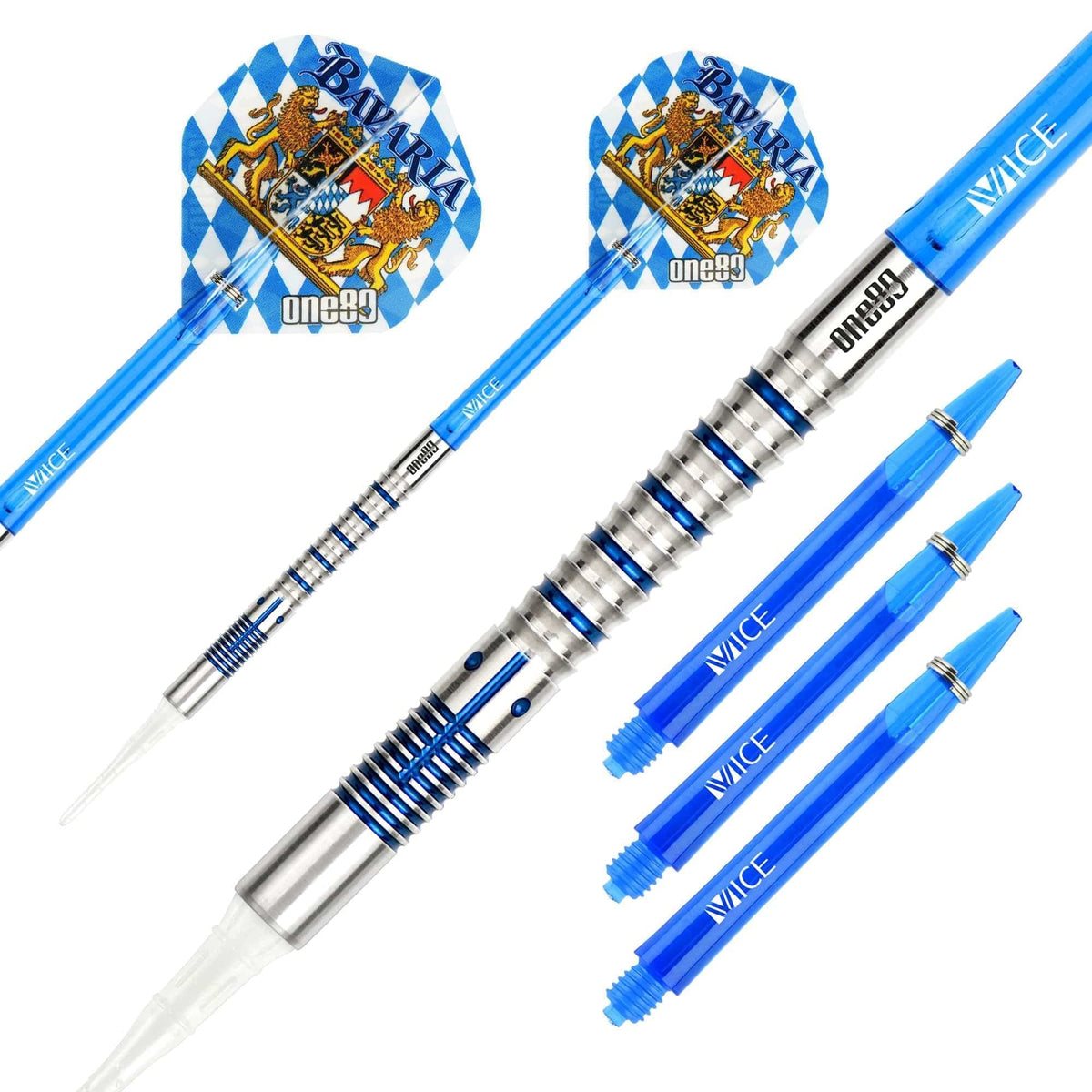 One80 Bavaria Ultra Long Darts - Soft Tip - S03 - Blue 19g