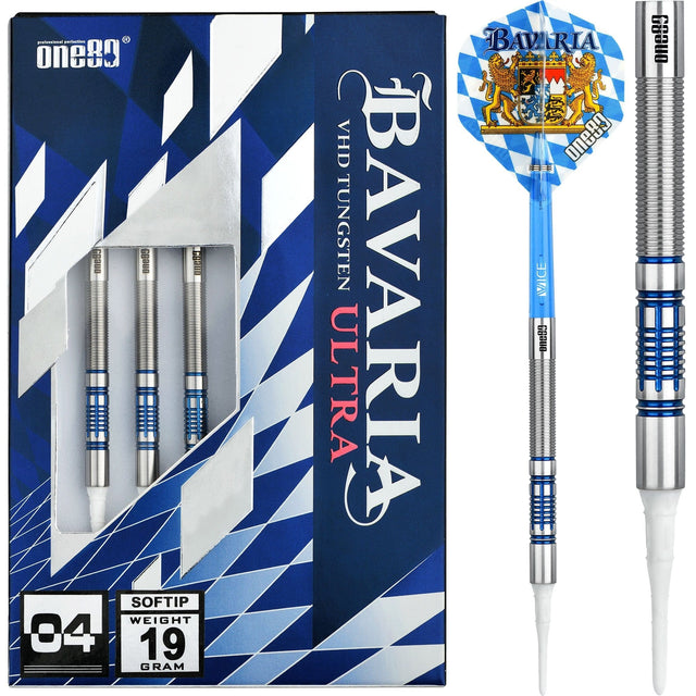 One80 Bavaria Ultra Long Darts - Soft Tip - S04 - Blue 19g