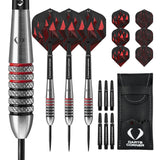 Darts Corner Astrofire Darts - Steel Tip - Knurled - Black & Red 22g