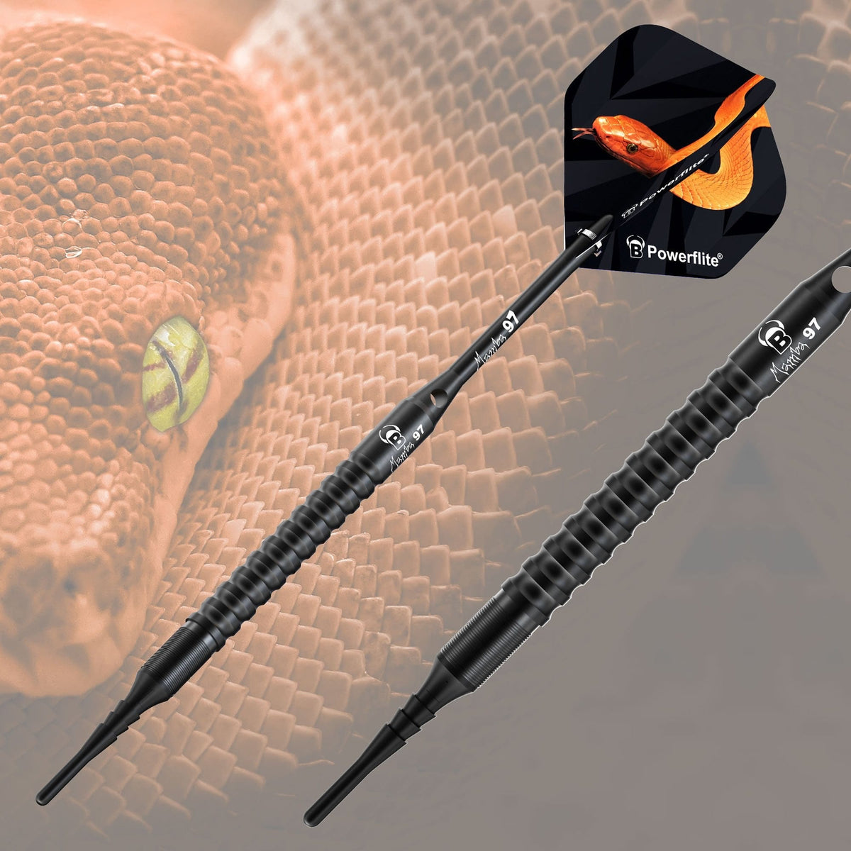 BULL'S Mamba 97 Darts - Soft Tip - M3 - Black Titanium 18g