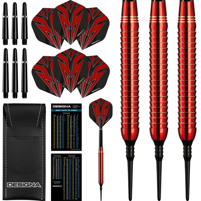 *Designa Mako Darts - Soft Tip Electro Brass - Shark Grip - Red 20g