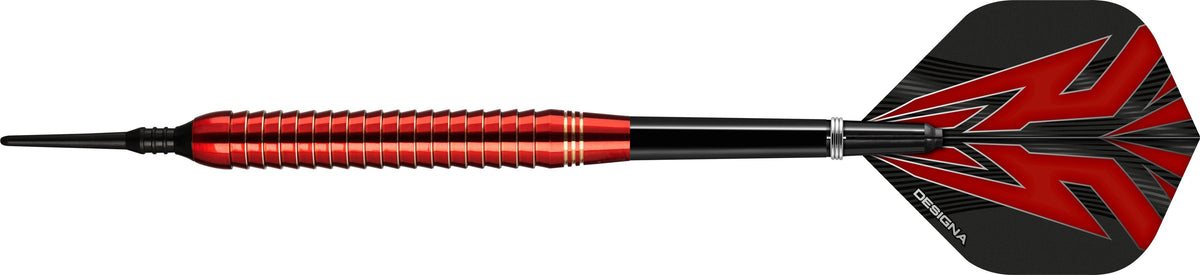 *Designa Mako Darts - Soft Tip Electro Brass - Shark Grip - Red