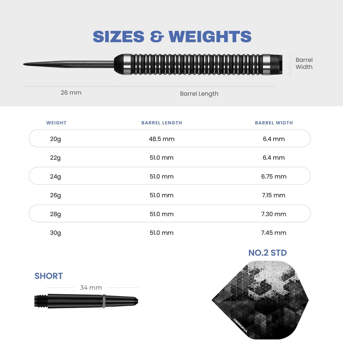 Designa Dark Thunder V2 Darts - Steel Tip - Black