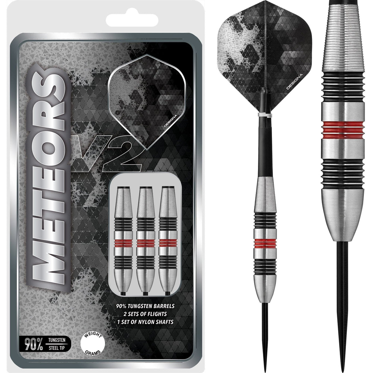 Designa Meteors 90 V2 Darts - Steel Tip - M2 - Ringed 34g