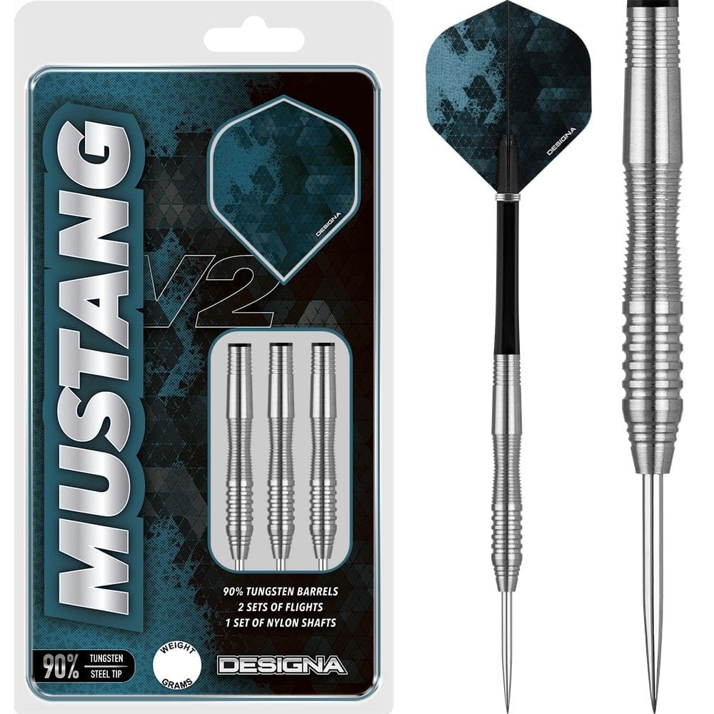 Designa Mustang V2 Darts - Steel Tip - Scallop - Silver 21g