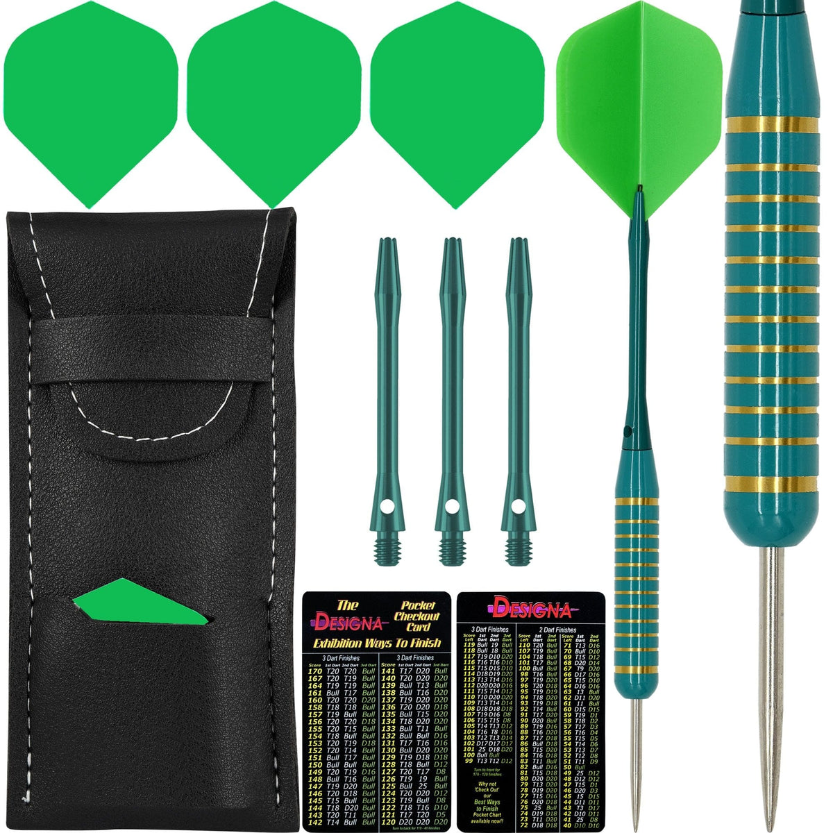 *Designa Serpent Darts - Steel Tip Coloured Brass - Green 21g