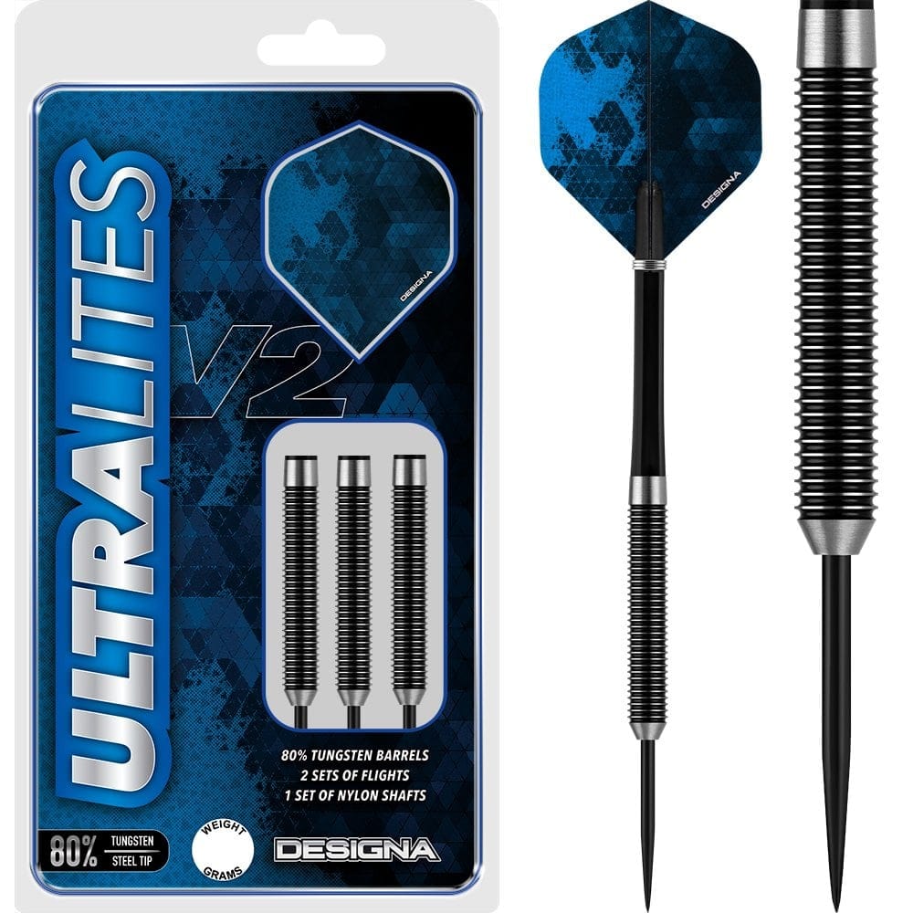 Designa Ultralites V2 Darts - Steel Tip - M2 - Full Ring Grip 14g