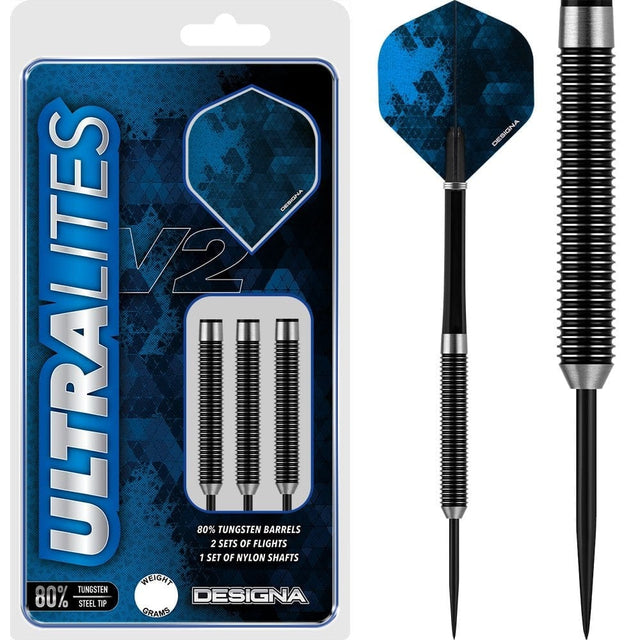 Designa Ultralites V2 Darts - Steel Tip - M2 - Full Ring Grip 14g