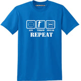 T Shirt - Humour Dart T-Shirt - Blue - Aim Throw Swear Repeat