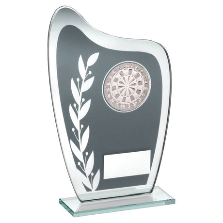 *Glass Award - Silver Wave with Dartboard Trophy