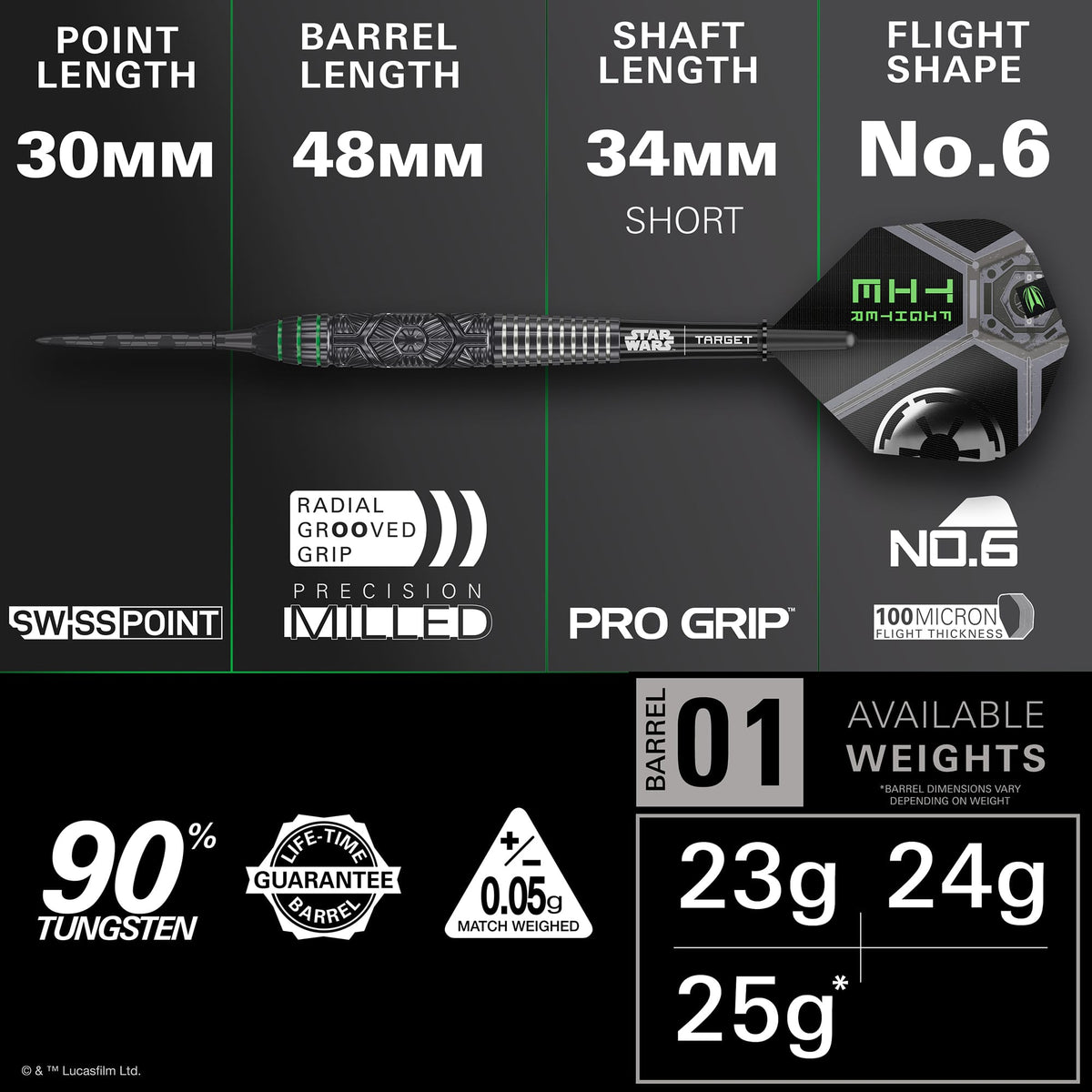 Target Star Wars Darts - Steel Tip - 90% Tungsten - Tie Fighter