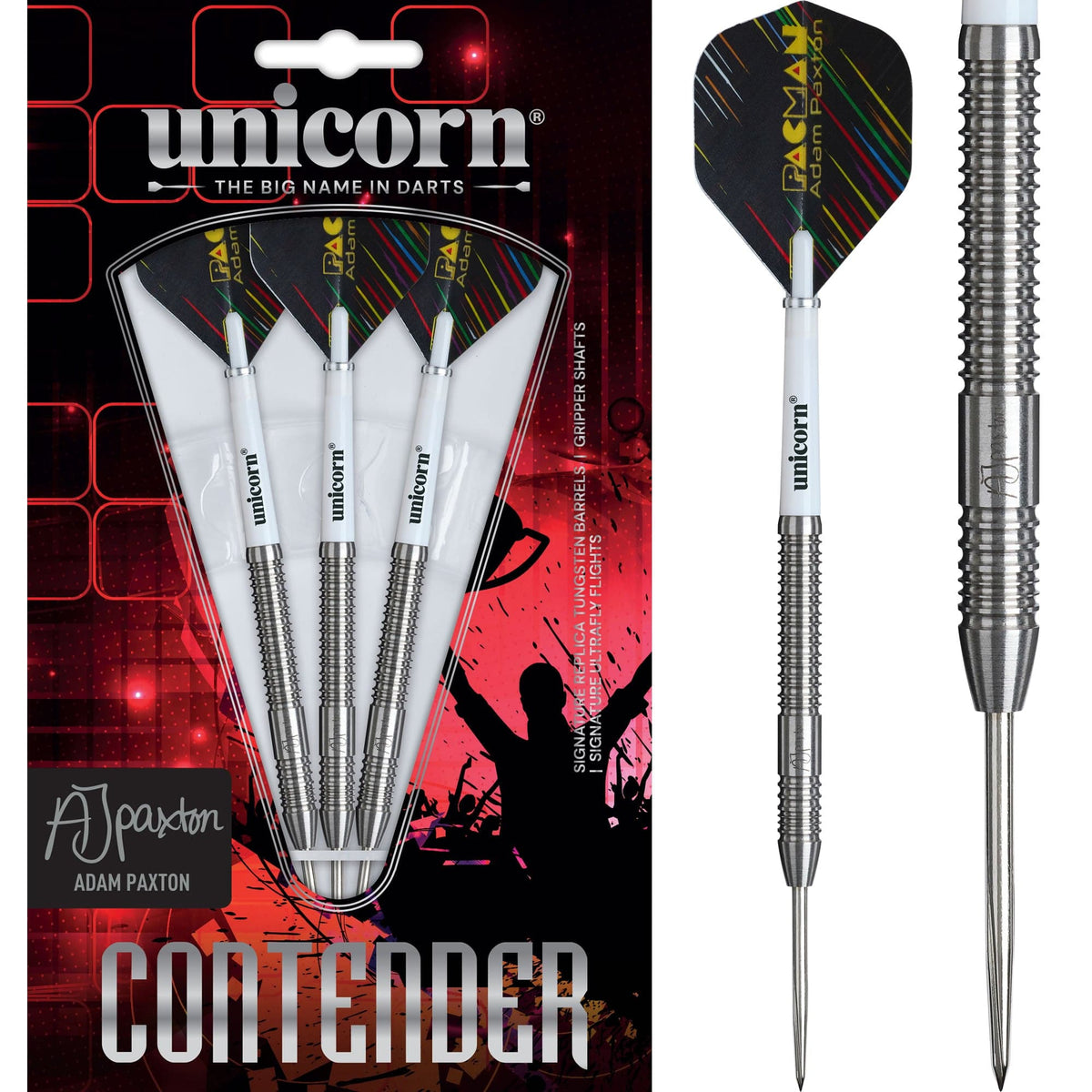 Unicorn Contender Darts - Steel Tip - 90% Tungsten - Adam Paxton 23g