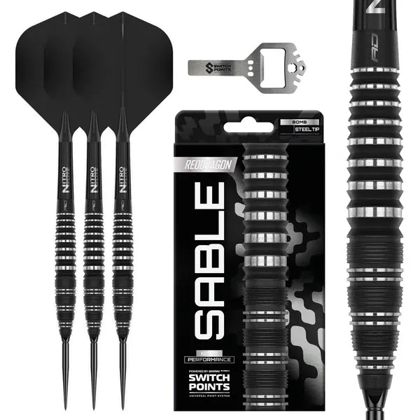 Red Dragon Sable Darts - Steel Tip - 90% Tungsten - Bomb