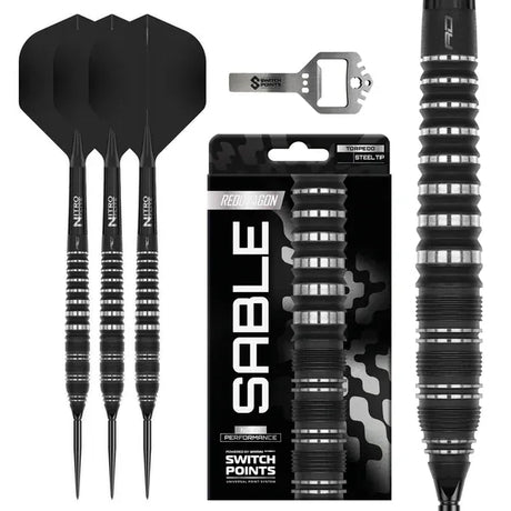 Red Dragon Sable Darts - Steel Tip - 90% Tungsten - Torpedo