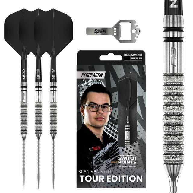 Red Dragon Gian van Veen Switch Darts - Steel Tip - 90% Tungsten - Diamond 21g