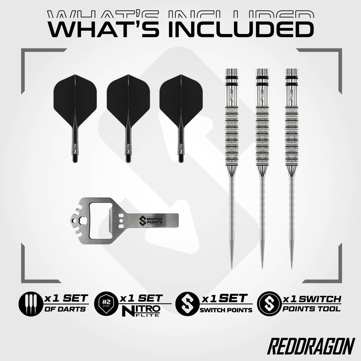 Red Dragon Gian van Veen Switch Darts - Steel Tip - 90% Tungsten - Diamond 21g