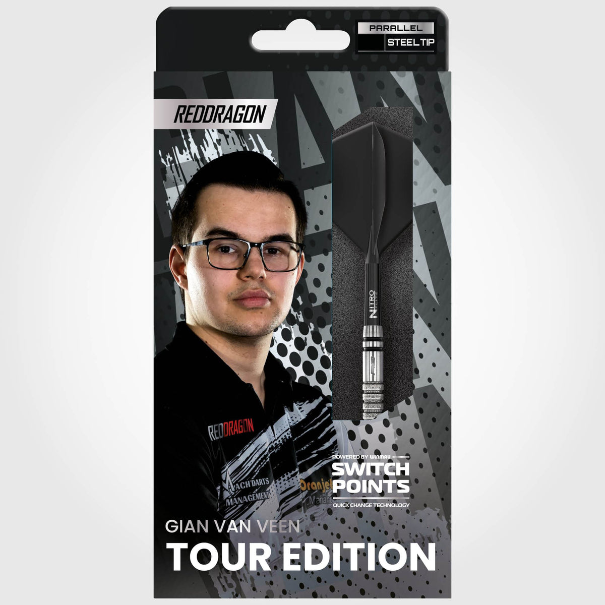 Red Dragon Gian van Veen Switch Darts - Steel Tip - 90% Tungsten - Diamond 21g