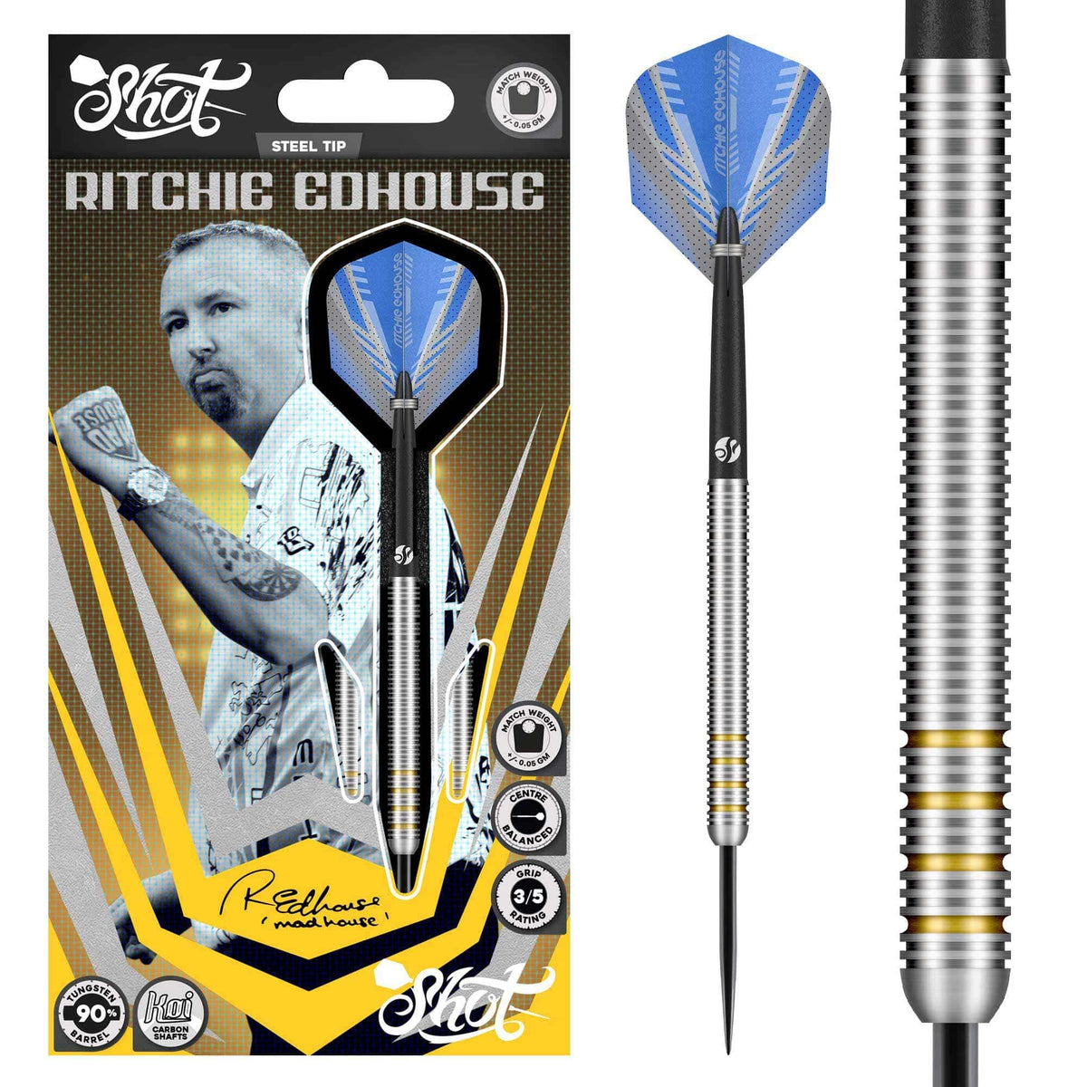 Shot Ritchie Edhouse Darts - Steel Tip - 90% Tungsten