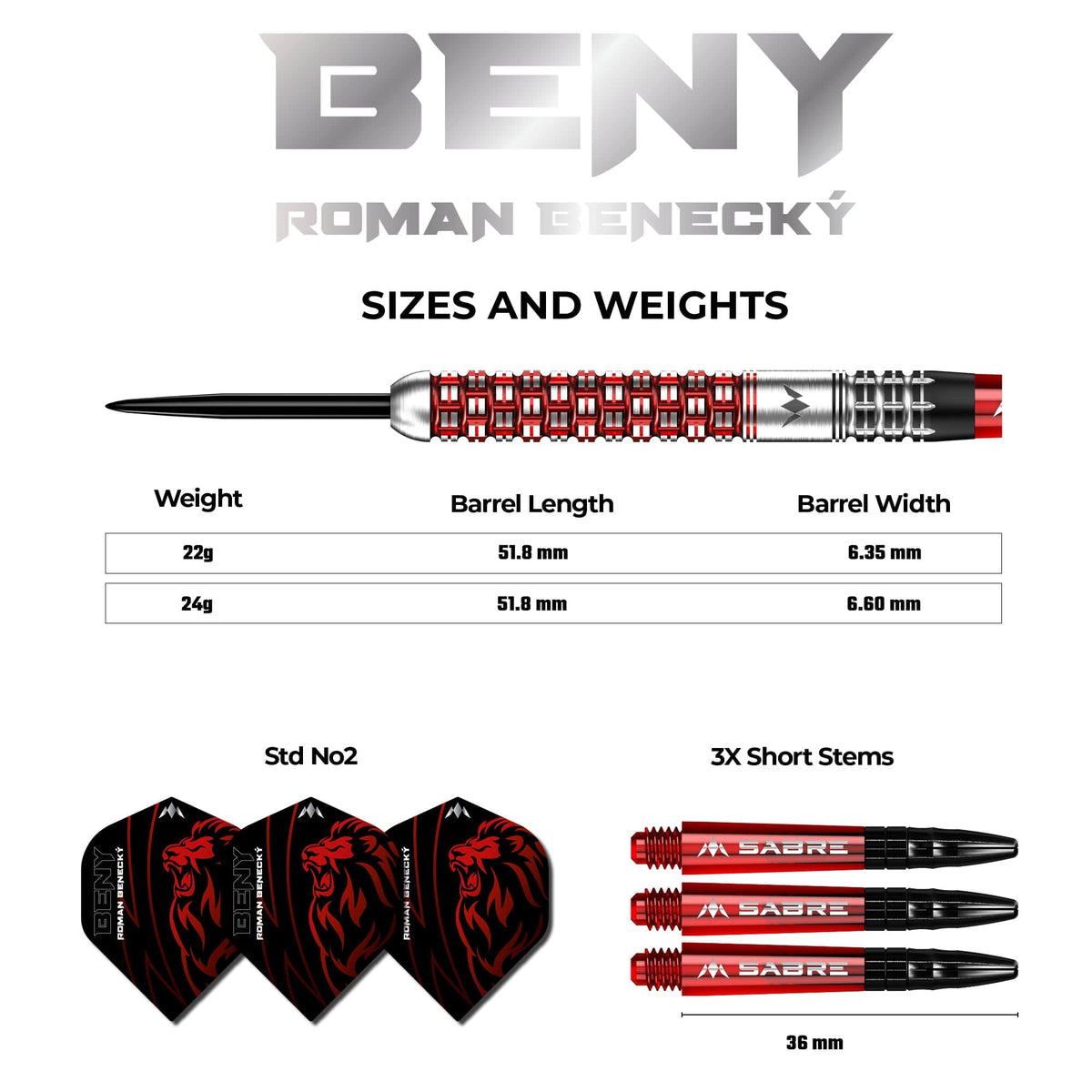*Mission Roman Benecky Darts - Steel Tip - Black & Red