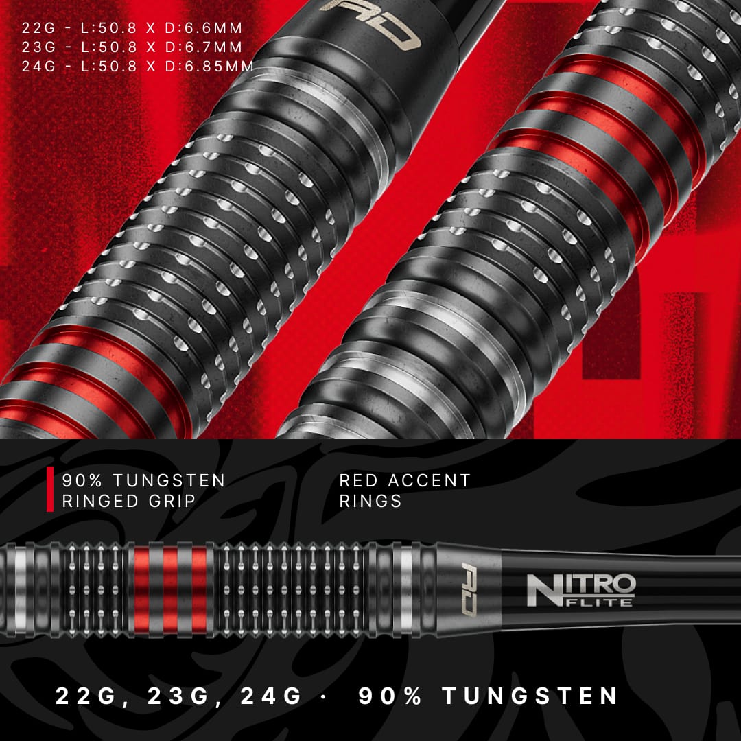 Red Dragon Jonny Clayton Darts - Steel Tip - 90% Tungsten - Pro