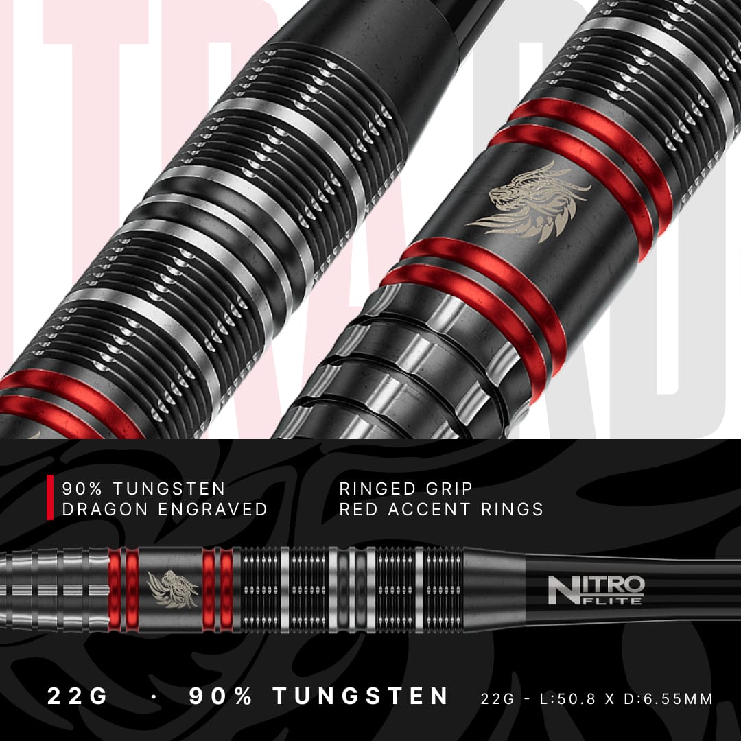 Red Dragon Jonny Clayton Darts - Steel Tip - 90% Tungsten - Ultra 22g