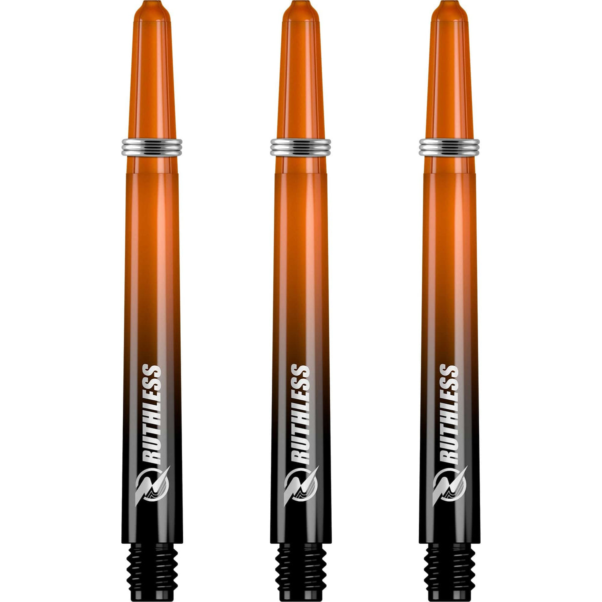 Ruthless Deflectagrip Plus Dart Shafts - Polycarbonate Stems with Springs - Orange Medium