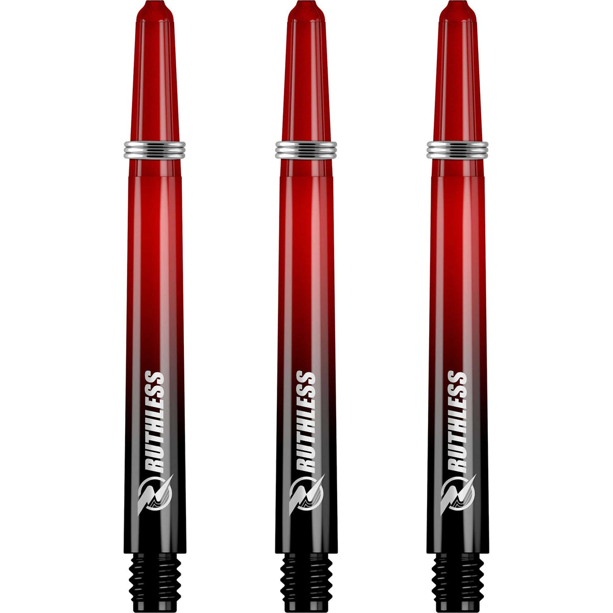 Ruthless Deflectagrip Plus Dart Shafts - Polycarbonate Stems with Springs - Red Medium