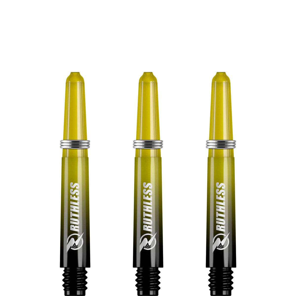 Ruthless Deflectagrip Plus Dart Shafts - Polycarbonate Stems with Springs - Yellow Short