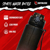 Ruthless Sports Bottle - 1000ml - BPA Free - Black & Red