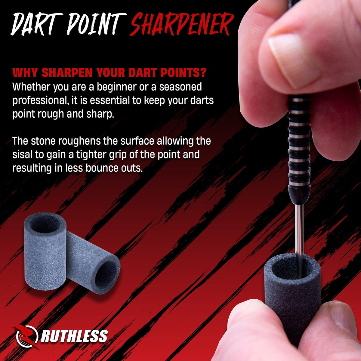 Ruthless Dart Sharpener - Mini Round Stone - Value Pack - 3 Pieces