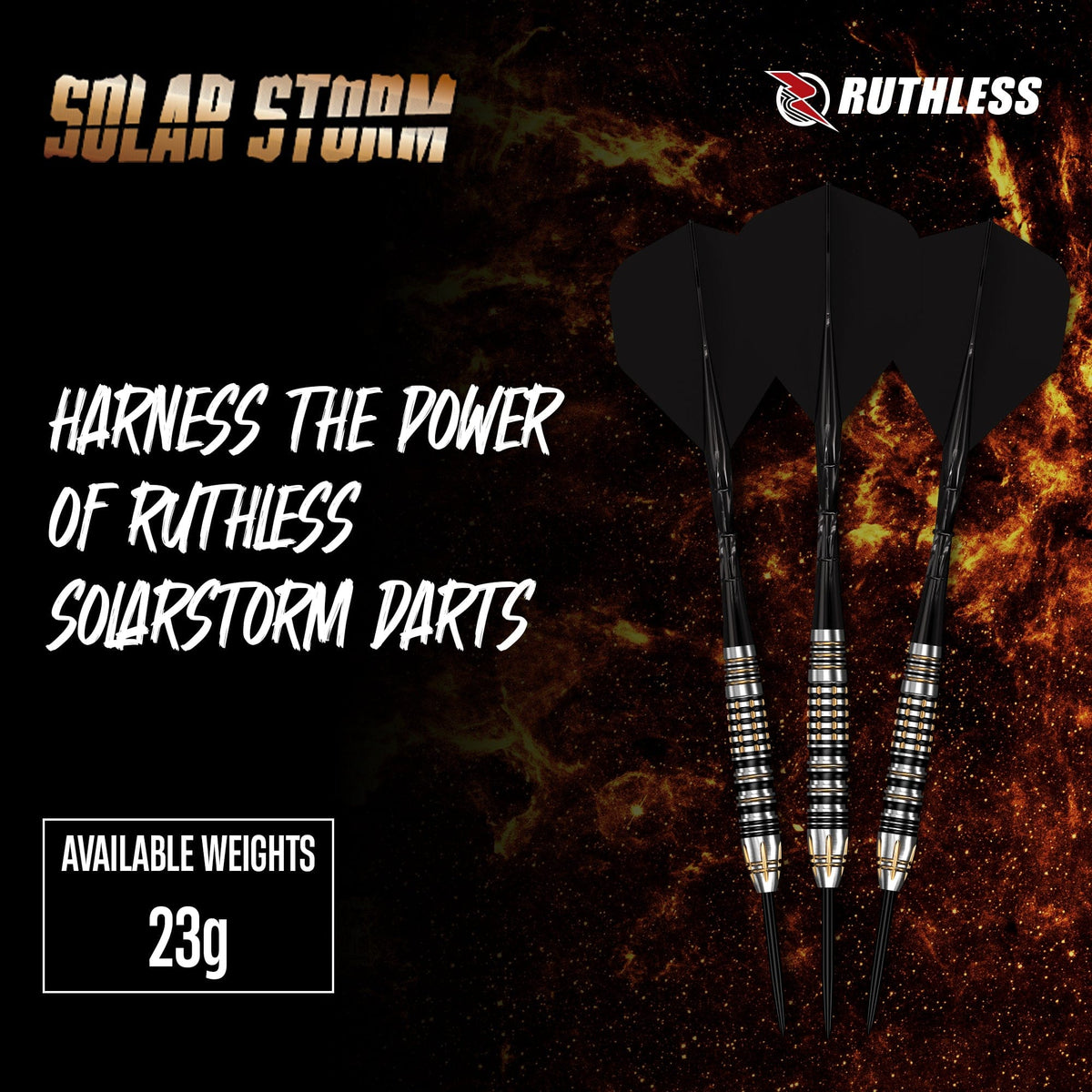Ruthless Solar Storm Darts - Steel Tip - 90% Tungsten 23g