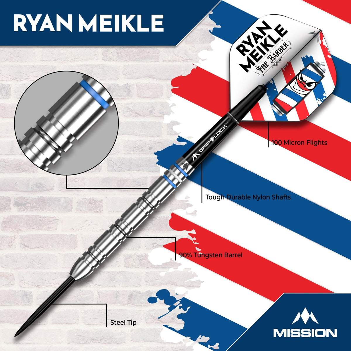 Mission Ryan Meikle Darts - Steel Tip - 90% Tungsten